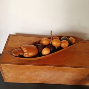 Wooden Fruit Bowl with Assorted Fruits